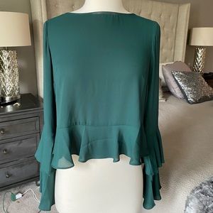 Emerald green cropped blouse